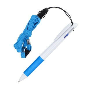 Stylo 3 couleurs avec grip et cordon 3