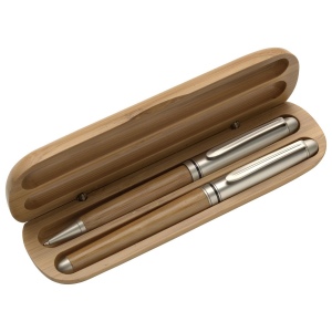 Parure de stylo bille et roller en bambou Addie 4