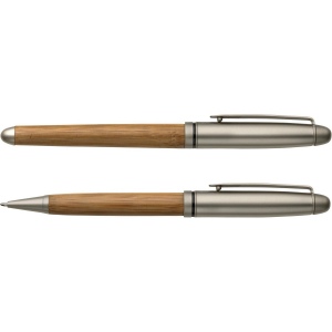 Parure de stylo bille et roller en bambou Addie 2
