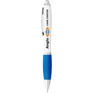 Stylo bille avec corps blanc et grip coloré Nash (encre noire) 29