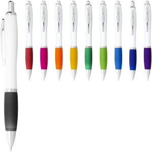 Stylo bille avec corps blanc et grip coloré Nash (encre noire) 38