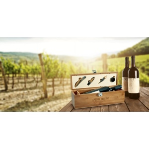 SYRAH. Set à vin en bambou, zinc et acier inoxydable 3