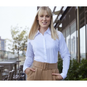LADIES' LONG SLEEVE TAILORED HERRINGBONE SHIRT