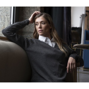 Pull col V femme