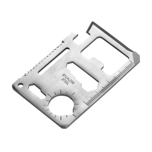 Outil multi-usage en acier inoxydable format carte de crédit avec 11 fonctions 7