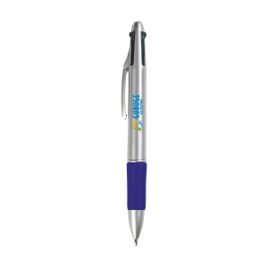 Stylo 4 couleurs avec embout antidérapant en caoutchouc 4