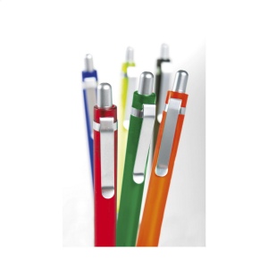 Stylo à encre bleue avec corps coloré translucide et clip en métal mat 8