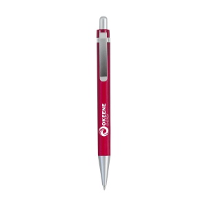 Stylo à encre bleue avec corps coloré translucide et clip en métal mat