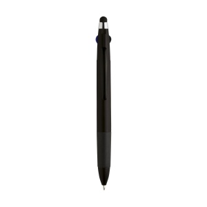 Stylo 3 couleurs avec embout/pointeur en caoutchouc pour écrans tactiles (comme iPhone/iPad), corps métallique, accent argenté et embout en caoutchouc 6