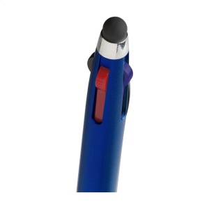 Stylo 3 couleurs avec embout/pointeur en caoutchouc pour écrans tactiles (comme iPhone/iPad), corps métallique, accent argenté et embout en caoutchouc 16