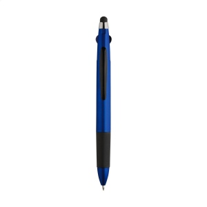 Stylo 3 couleurs avec embout/pointeur en caoutchouc pour écrans tactiles (comme iPhone/iPad), corps métallique, accent argenté et embout en caoutchouc 8
