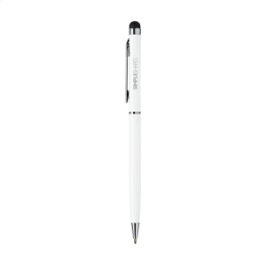 Stylo en métal à encre bleue avec embout/pointeur en caoutchouc pour écrans tactiles (comme iPhone/iPad), accents brillants et système à cliquet rotatif 6