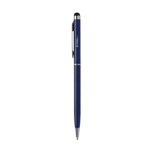 Stylo en métal à encre bleue avec embout/pointeur en caoutchouc pour écrans tactiles (comme iPhone/iPad), accents brillants et système à cliquet rotatif 9