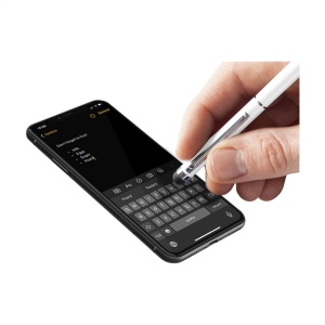 Stylo en métal à encre bleue avec embout/pointeur en caoutchouc pour écrans tactiles (comme iPhone/iPad), accents brillants et système à cliquet rotatif 10