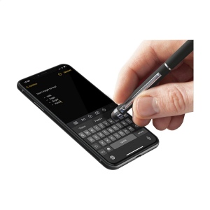 Stylo en métal à encre bleue avec embout/pointeur en caoutchouc pour écrans tactiles (comme iPhone/iPad), accents brillants et système à cliquet rotatif 11