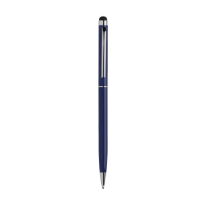 Stylo en métal à encre bleue avec embout/pointeur en caoutchouc pour écrans tactiles (comme iPhone/iPad), accents brillants et système à cliquet rotatif 5