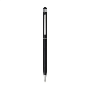 Stylo en métal à encre bleue avec embout/pointeur en caoutchouc pour écrans tactiles (comme iPhone/iPad), accents brillants et système à cliquet rotatif 3