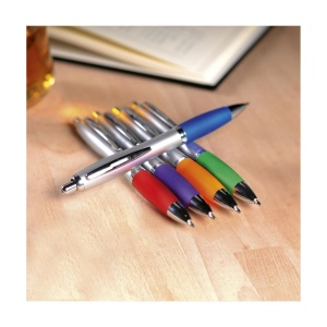 Stylo à encre bleue avec embout coloré antidérapant et clip en métal 20