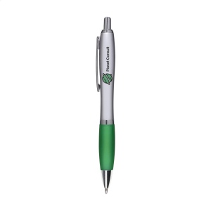 Stylo à encre bleue avec embout coloré antidérapant et clip en métal
