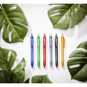 Stylo à bille à encre bleue avec un corps transparant, fabriqué en PET 100% recyclé 16