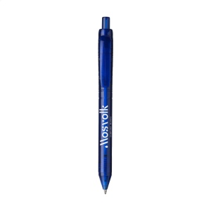 Stylo à bille à encre bleue avec un corps transparant, fabriqué en PET 100% recyclé