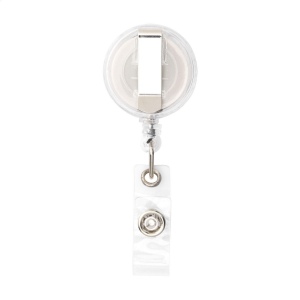 Porte-badge avec clip en métal, cordelette en nylon enroulable et clip du badge avec bouton pression 10