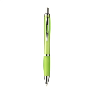 Stylo à encre bleue ou noire avec corps coloré translucide, embout antidérapant et clip en métal 24