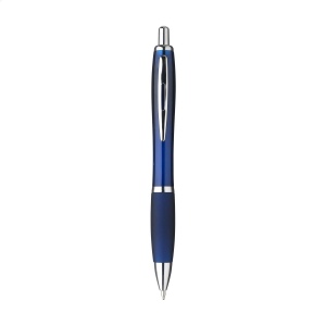 Stylo à encre bleue ou noire avec corps coloré translucide, embout antidérapant et clip en métal 18