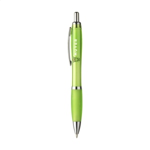 Stylo à encre bleue ou noire avec corps coloré translucide, embout antidérapant et clip en métal 12