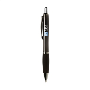 Stylo à encre bleue ou noire avec corps coloré translucide, embout antidérapant et clip en métal