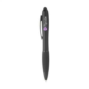 Stylo à encre bleue avec corps d'aspect métallique, embout antidérapant en caoutchouc, accents brillants, clip en métal, embout/pointeur pour écrans tactiles (comme iPhone/iPad) 9