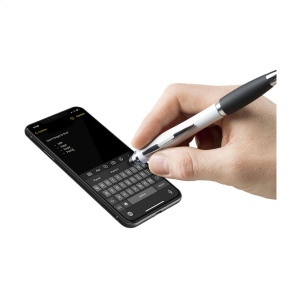 Stylo à encre bleue avec corps d'aspect métallique, embout antidérapant en caoutchouc, accents brillants, clip en métal, embout/pointeur pour écrans tactiles (comme iPhone/iPad) 13