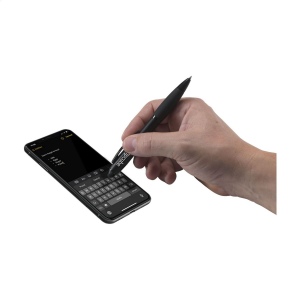 Stylo à encre bleue avec corps d'aspect métallique, embout antidérapant en caoutchouc, accents brillants, clip en métal, embout/pointeur pour écrans tactiles (comme iPhone/iPad) 14