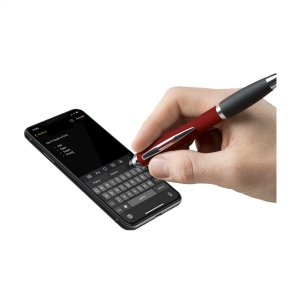 Stylo à encre bleue avec corps d'aspect métallique, embout antidérapant en caoutchouc, accents brillants, clip en métal, embout/pointeur pour écrans tactiles (comme iPhone/iPad) 15