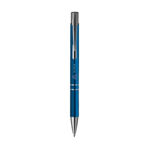 Stylo à bille en aluminium à écriture bleue ou noire avec corps coloré mat d'aspect métallique et clip/bouton-poussoir en métal 14
