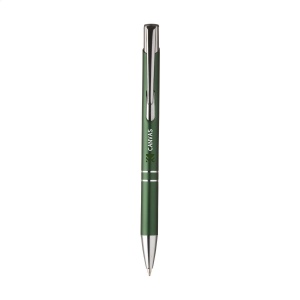 Stylo à bille en aluminium à écriture bleue ou noire avec corps coloré mat d'aspect métallique et clip/bouton-poussoir en métal 23