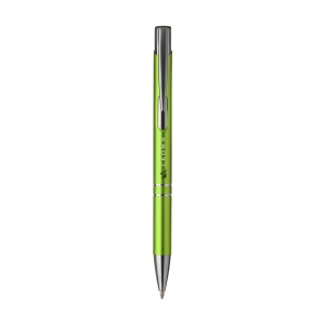 Stylo à bille en aluminium à écriture bleue ou noire avec corps coloré mat d'aspect métallique et clip/bouton-poussoir en métal 24