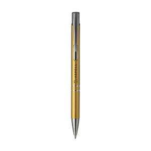 Stylo à bille en aluminium à écriture bleue ou noire avec corps coloré mat d'aspect métallique et clip/bouton-poussoir en métal 25