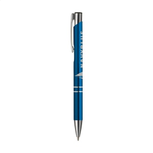 Stylo à bille en aluminium à écriture bleue ou noire avec corps coloré mat d'aspect métallique et clip/bouton-poussoir en métal 26