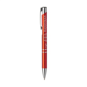 Stylo à bille en aluminium à écriture bleue ou noire avec corps coloré mat d'aspect métallique et clip/bouton-poussoir en métal 27