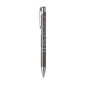 Stylo à bille en aluminium à écriture bleue ou noire avec corps coloré mat d'aspect métallique et clip/bouton-poussoir en métal 33