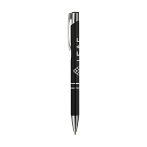 Stylo à bille en aluminium à écriture bleue ou noire avec corps coloré mat d'aspect métallique et clip/bouton-poussoir en métal 34