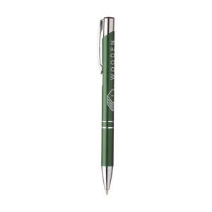 Stylo à bille en aluminium à écriture bleue ou noire avec corps coloré mat d'aspect métallique et clip/bouton-poussoir en métal 35
