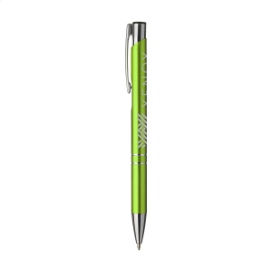 Stylo à bille en aluminium à écriture bleue ou noire avec corps coloré mat d'aspect métallique et clip/bouton-poussoir en métal 36