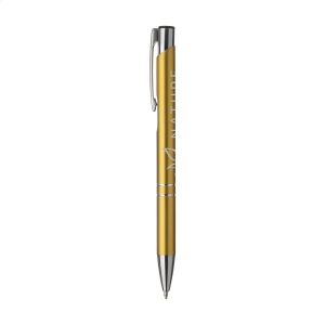 Stylo à bille en aluminium à écriture bleue ou noire avec corps coloré mat d'aspect métallique et clip/bouton-poussoir en métal 37