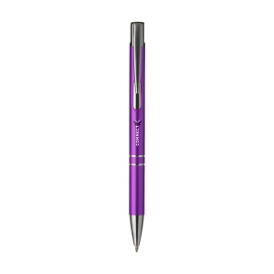 Stylo à bille en aluminium à écriture bleue ou noire avec corps coloré mat d'aspect métallique et clip/bouton-poussoir en métal 16