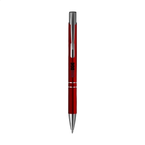 Stylo à bille en aluminium à écriture bleue ou noire avec corps coloré mat d'aspect métallique et clip/bouton-poussoir en métal 17