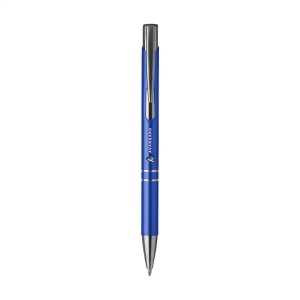 Stylo à bille en aluminium à écriture bleue ou noire avec corps coloré mat d'aspect métallique et clip/bouton-poussoir en métal 18