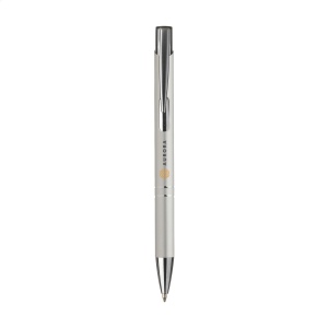 Stylo à bille en aluminium à écriture bleue ou noire avec corps coloré mat d'aspect métallique et clip/bouton-poussoir en métal 19