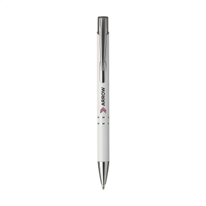 Stylo à bille en aluminium à écriture bleue ou noire avec corps coloré mat d'aspect métallique et clip/bouton-poussoir en métal 20